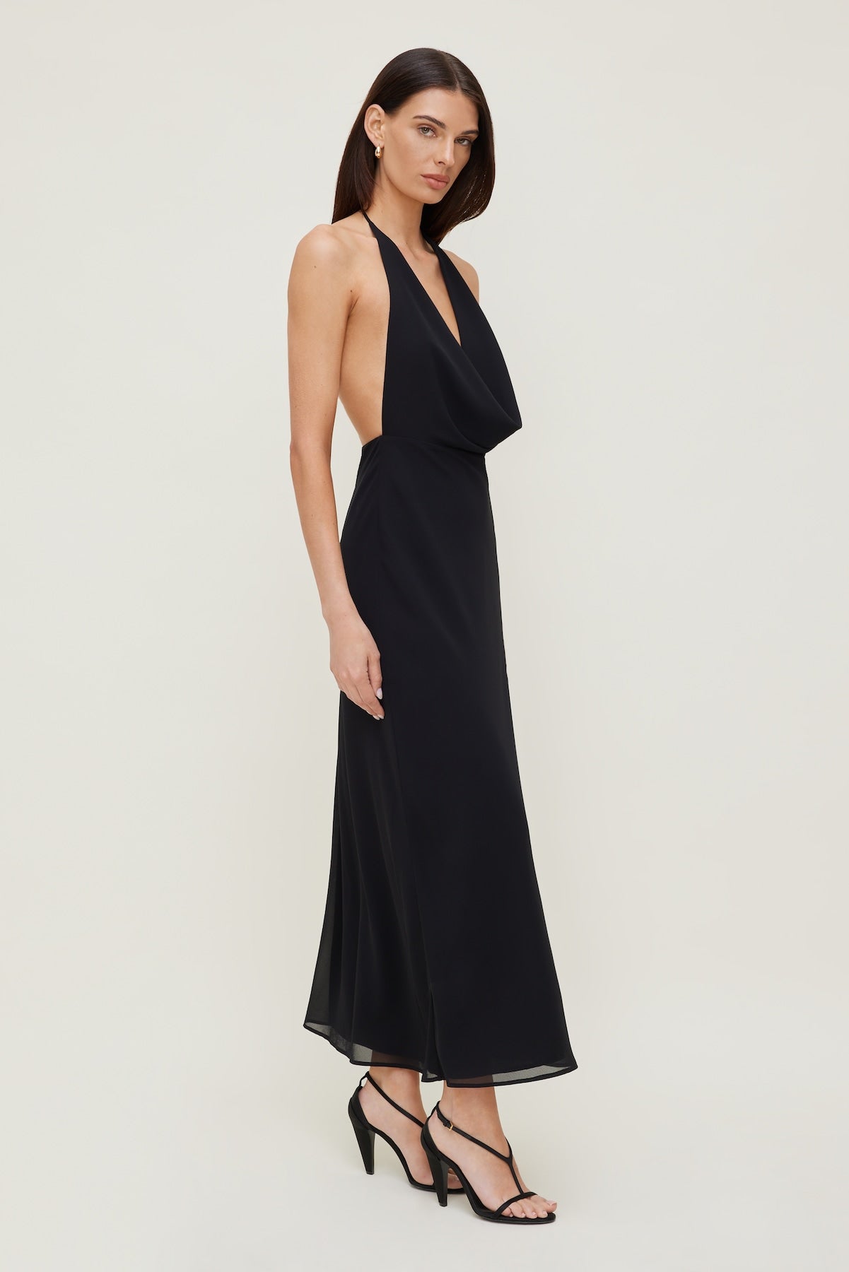 Dynamite Discount | Deep Cowl Neck Maxi Dress Black