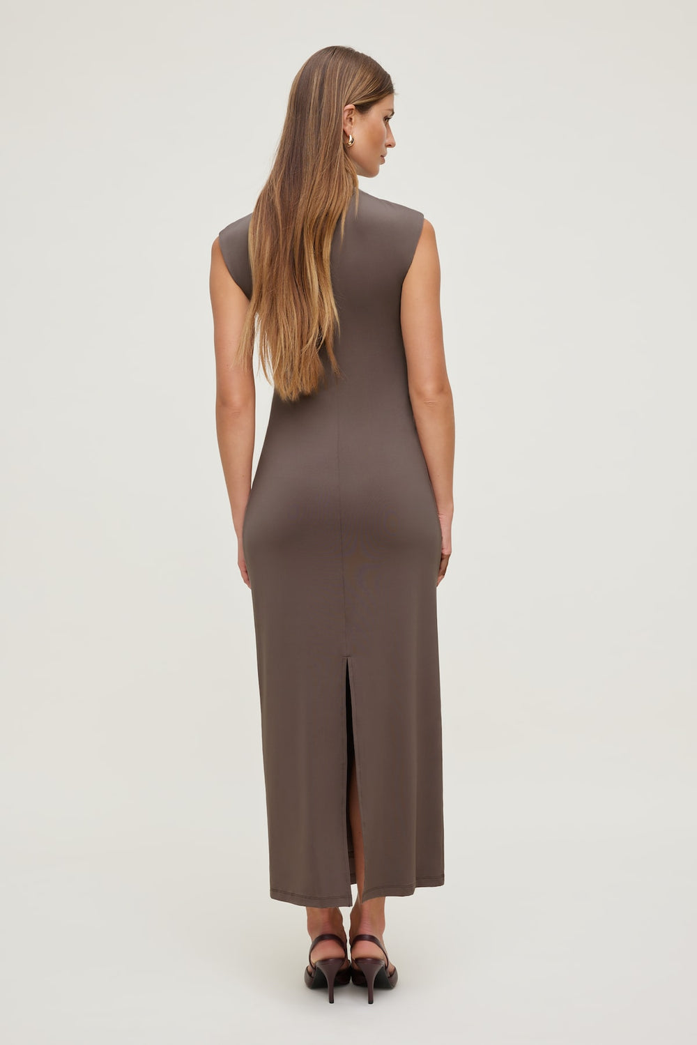 Dynamite Discount | Bria Sculpt Mock Neck Maxi Dress Brown