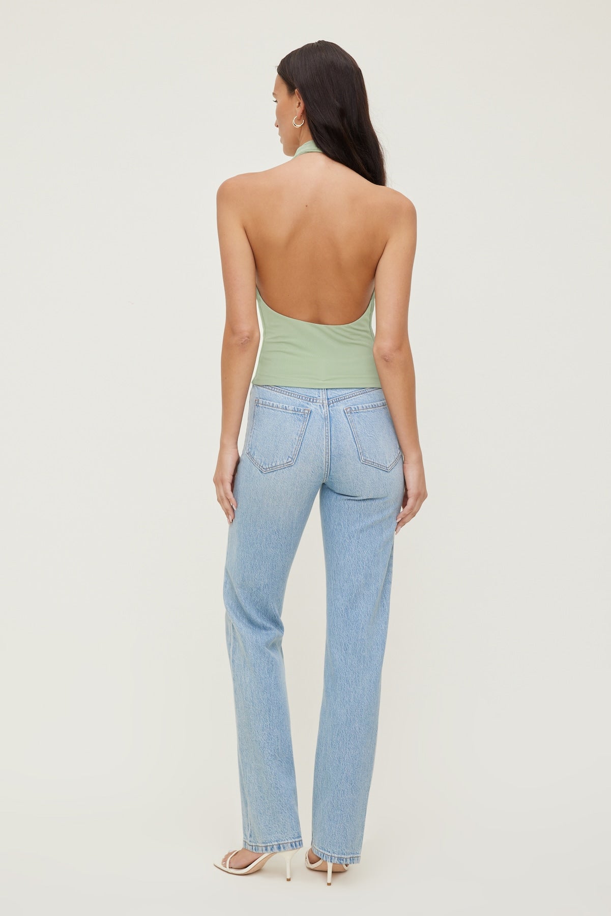 Dynamite Outlets | Cowl Neck Mesh Halter Top Green