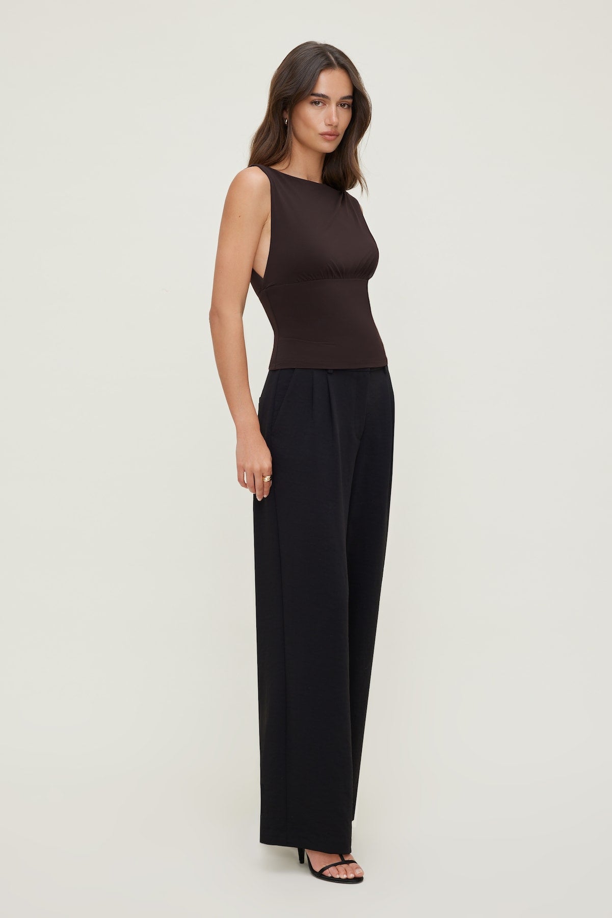 Dynamite On Sale | Sculpt Cinched Waist Top Brown