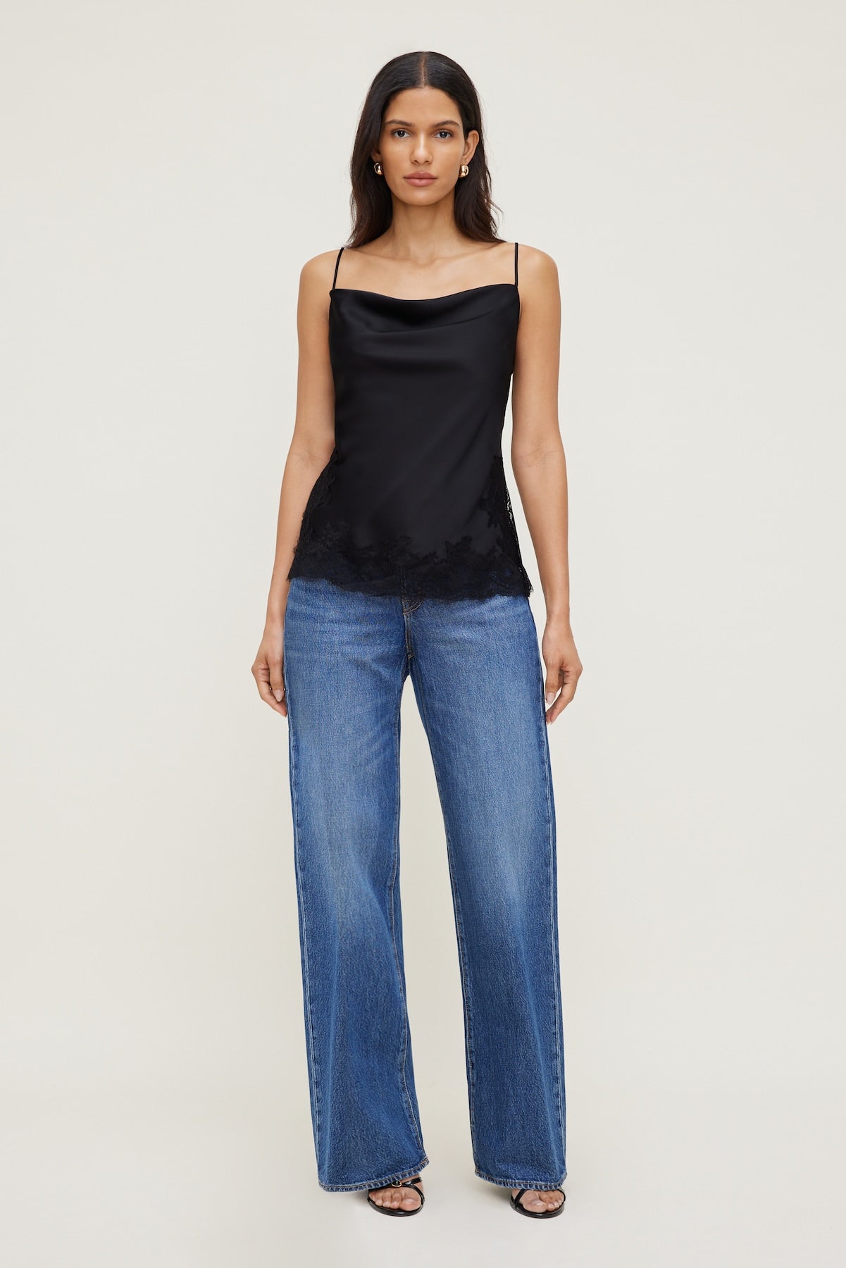 Dynamite Discount | Madi Lace Satin Cami Top Black