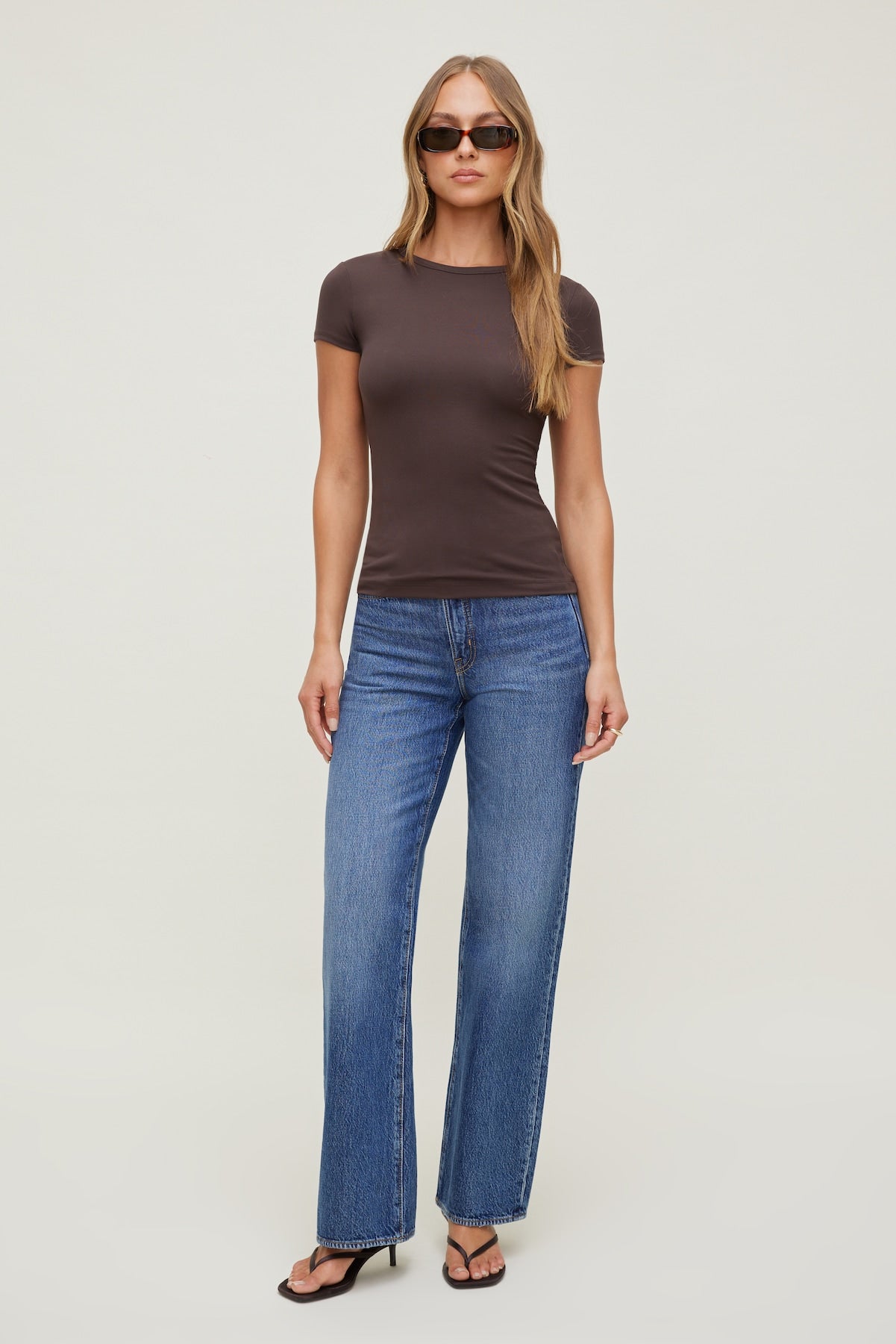 Dynamite Outlets | Rumi Crewneck T Shirt Brown