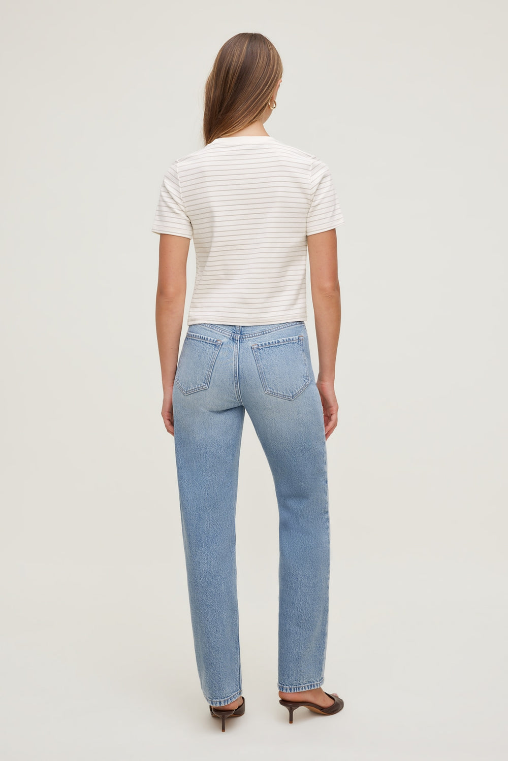 Dynamite On Sale | Everyday Striped Heavy Cotton T Shirt Beige