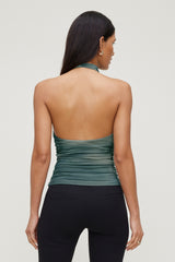 Dynamite Store | Draped Mesh Halter Top Blue