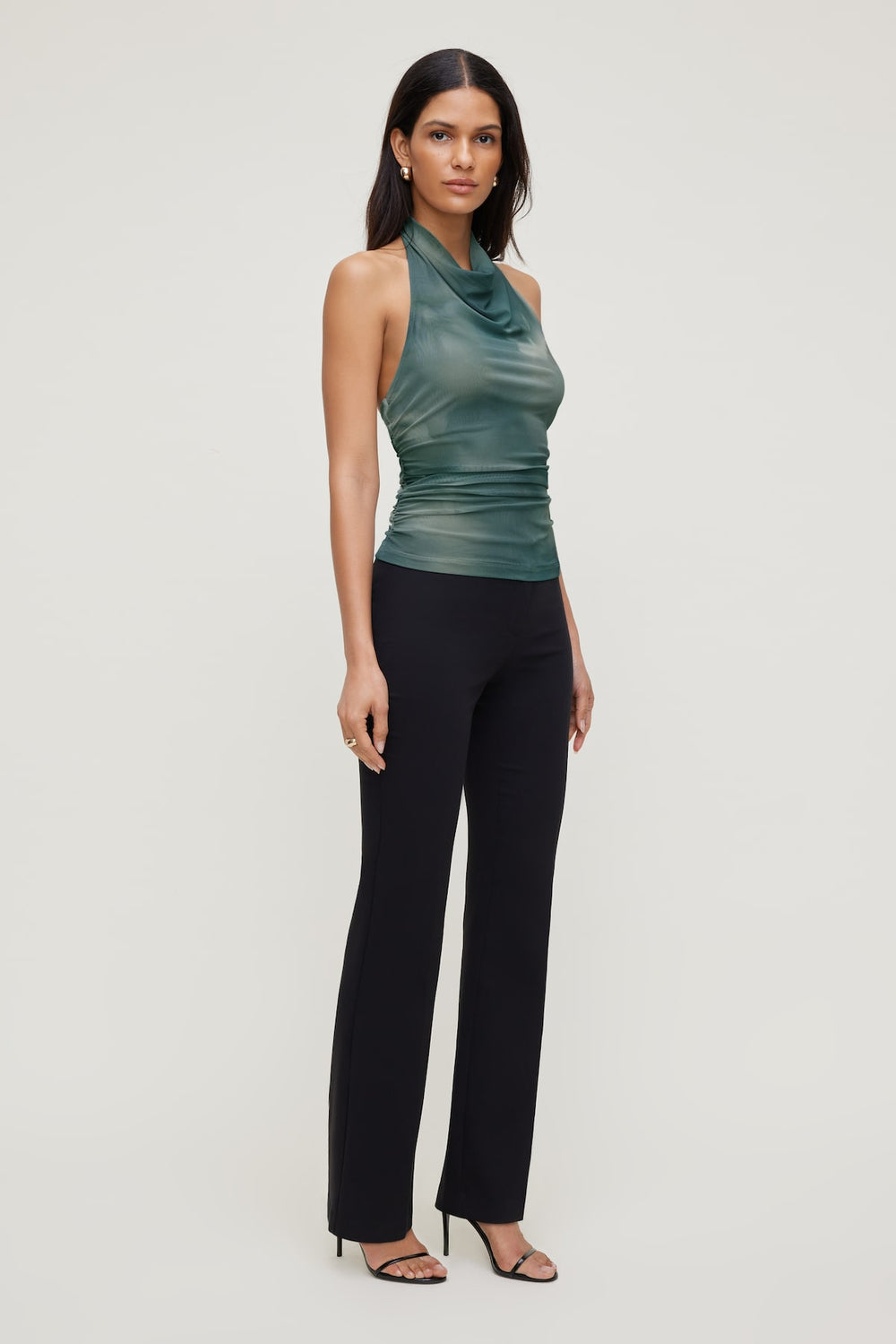 Dynamite Store | Draped Mesh Halter Top Blue