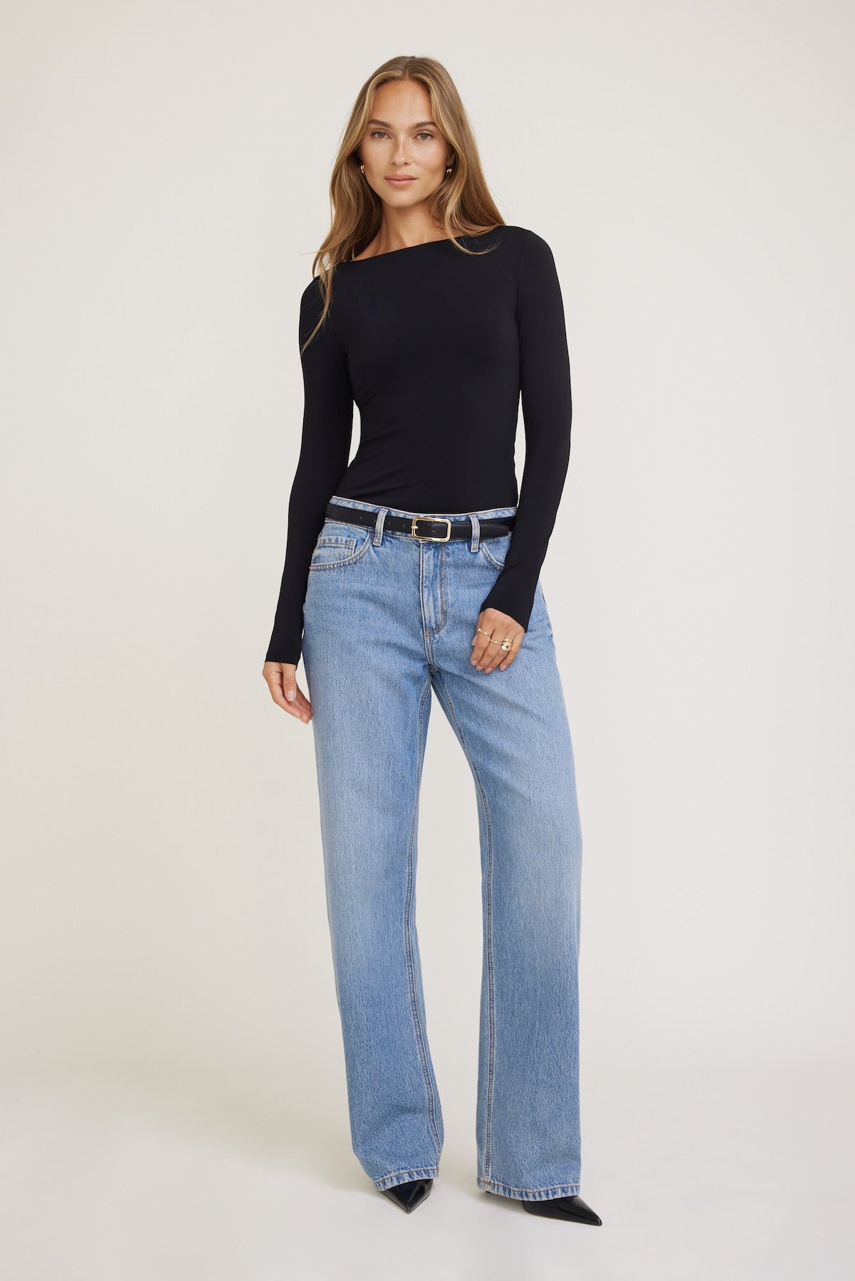Dynamite Website Shop | Nola Sculpt Long Sleeve Top Black