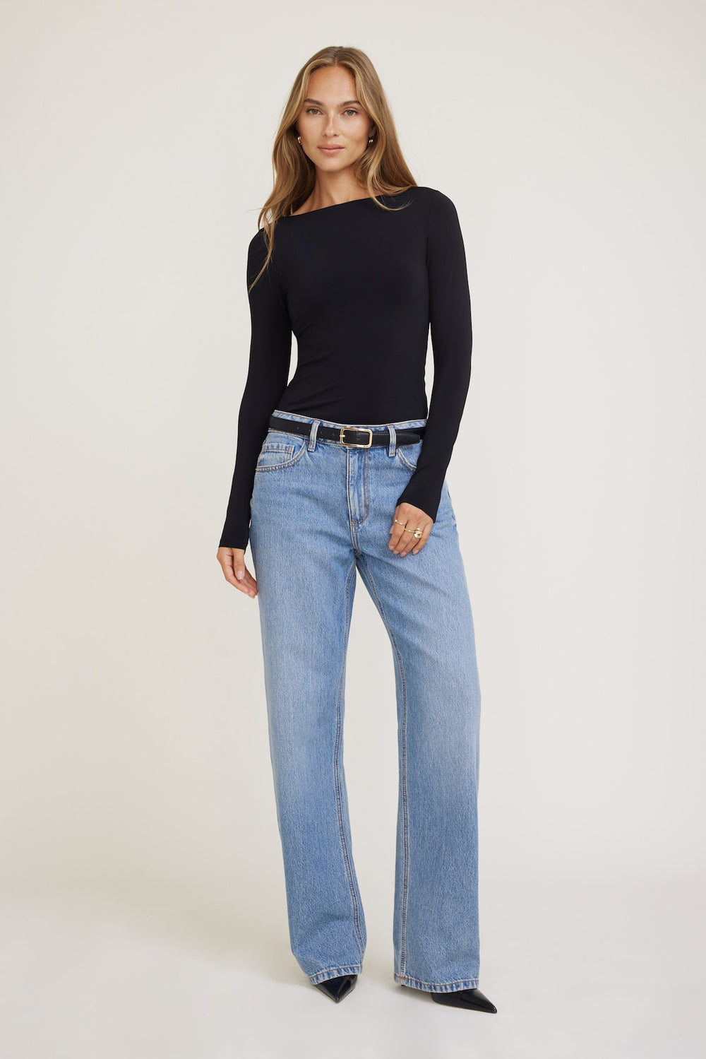 Dynamite Website Shop | Nola Sculpt Long Sleeve Top Black