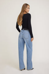 Dynamite Website Shop | Nola Sculpt Long Sleeve Top Black
