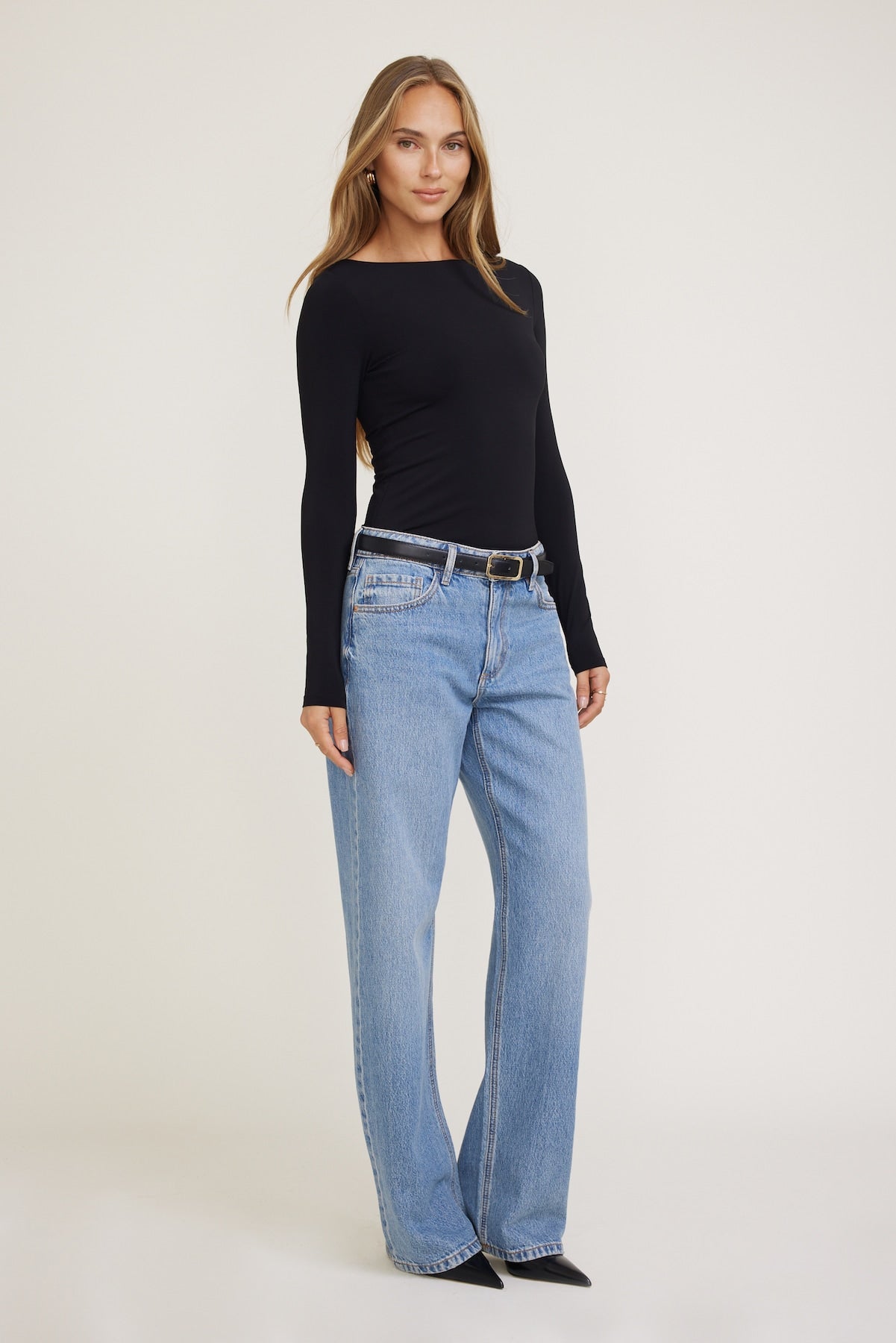 Dynamite Website Shop | Nola Sculpt Long Sleeve Top Black