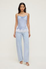 Dynamite Outlet | Madi Lace Satin Cami Top Blue
