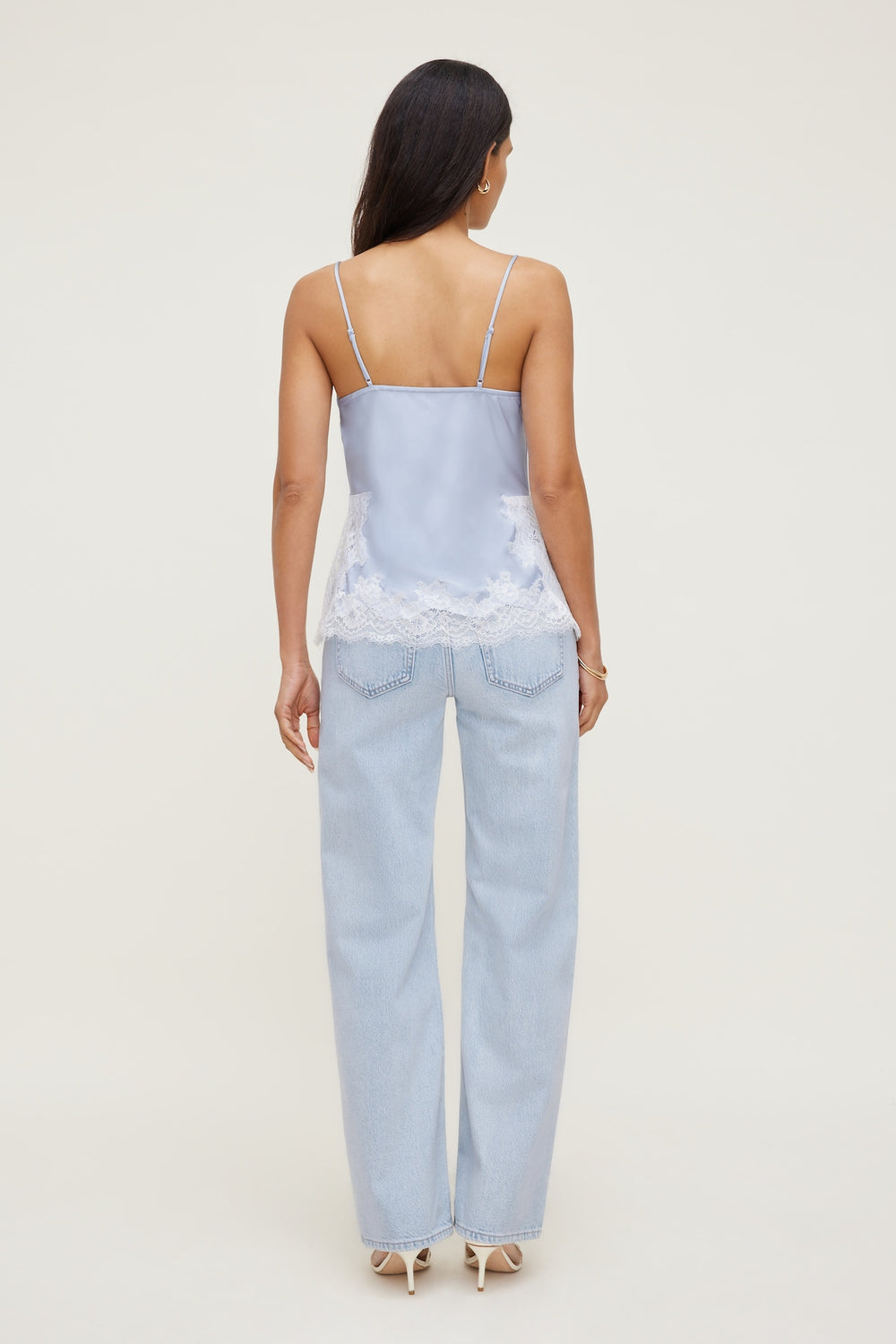 Dynamite Outlet | Madi Lace Satin Cami Top Blue