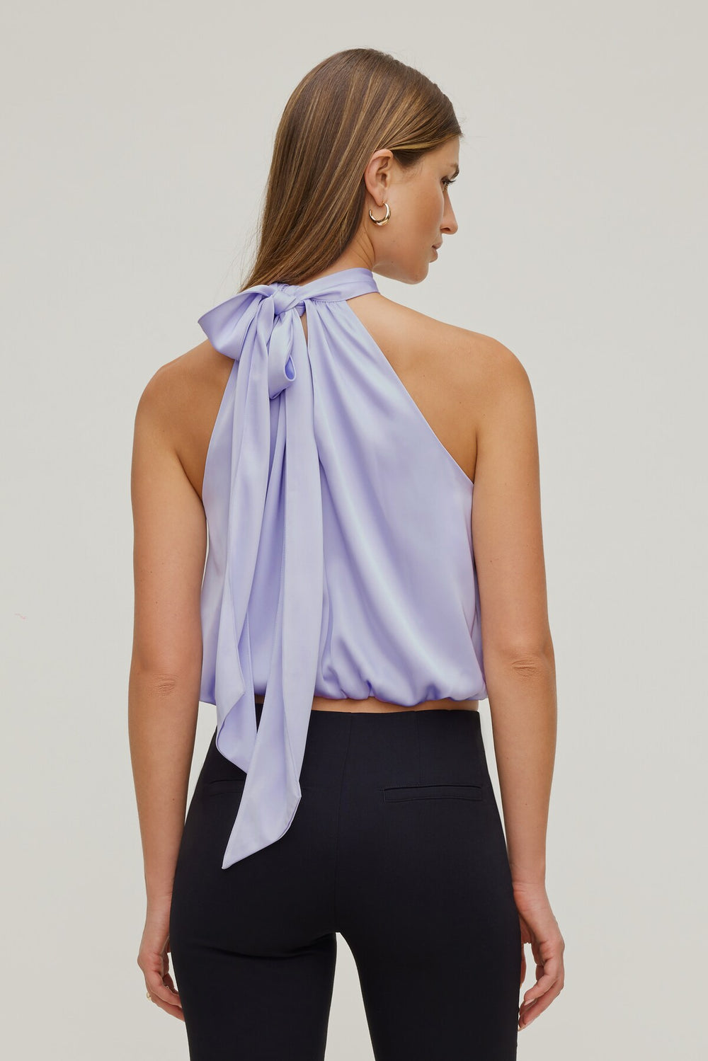 Dynamite Store | Paloma Bubble Satin Halter Blouse Purple