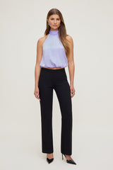 Dynamite Store | Paloma Bubble Satin Halter Blouse Purple