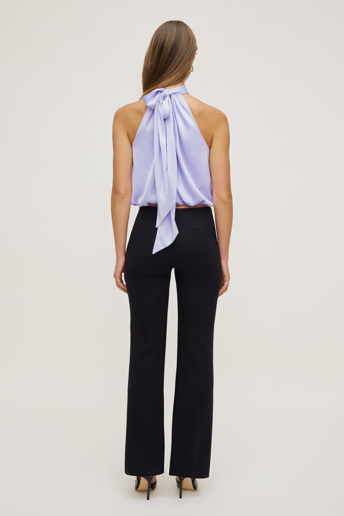 Dynamite Store | Paloma Bubble Satin Halter Blouse Purple