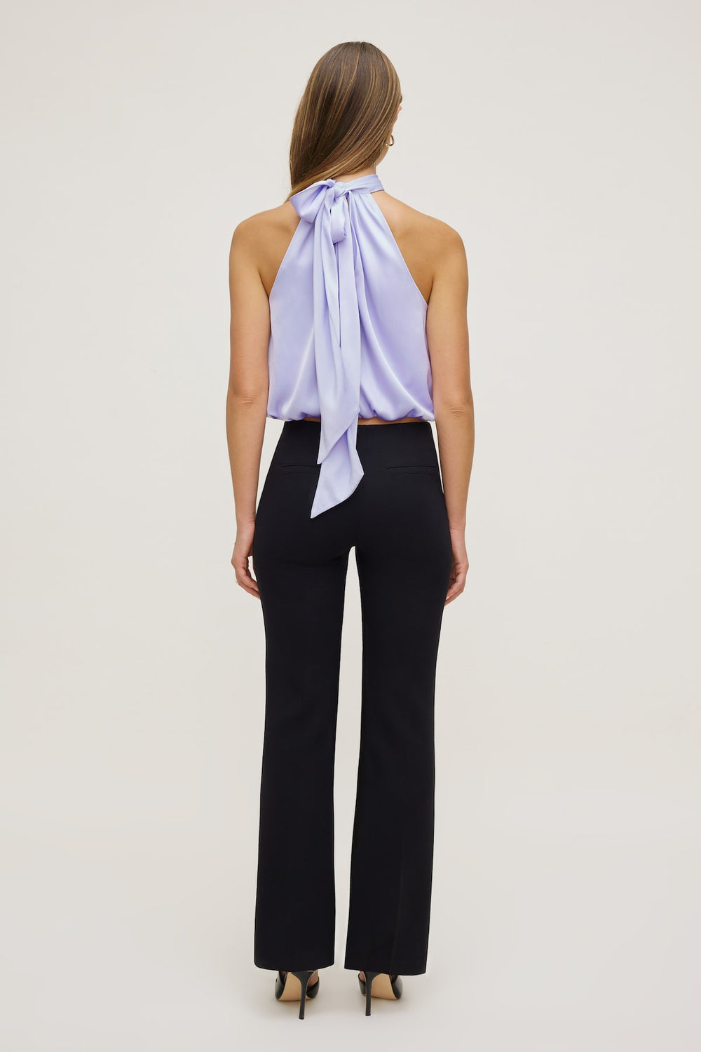 Dynamite Store | Paloma Bubble Satin Halter Blouse Purple