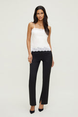 Dynamite Website Shop | Lace Trim Satin Cami Top Beige
