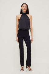 Dynamite Outlets | Paloma Bubble Satin Halter Blouse Black