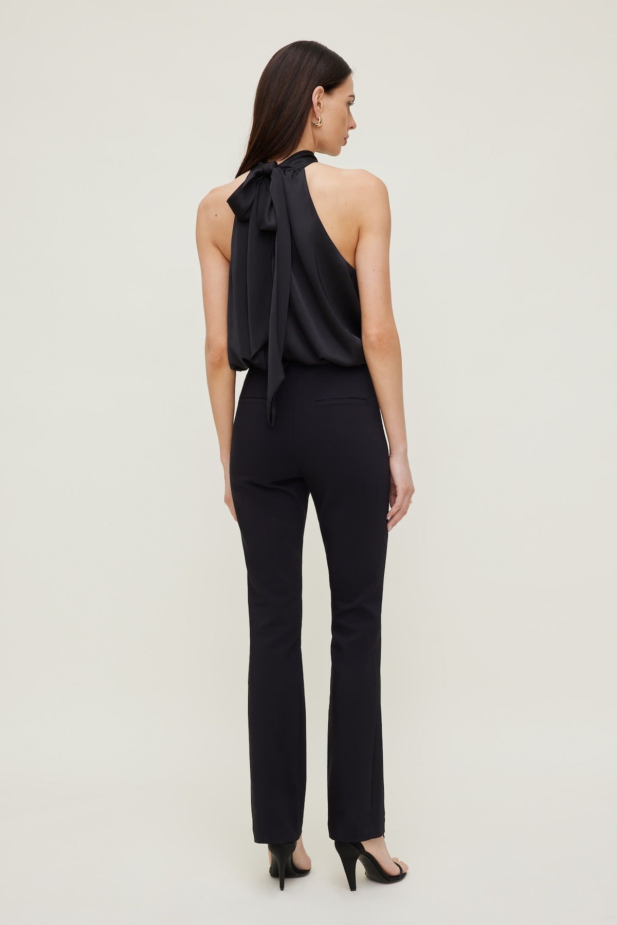 Dynamite Outlets | Paloma Bubble Satin Halter Blouse Black