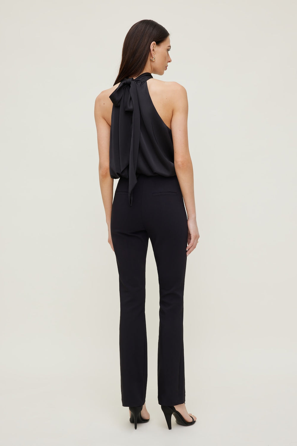 Dynamite Outlets | Paloma Bubble Satin Halter Blouse Black
