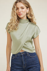Dynamite US | Ella Layered Satin Blouse Green