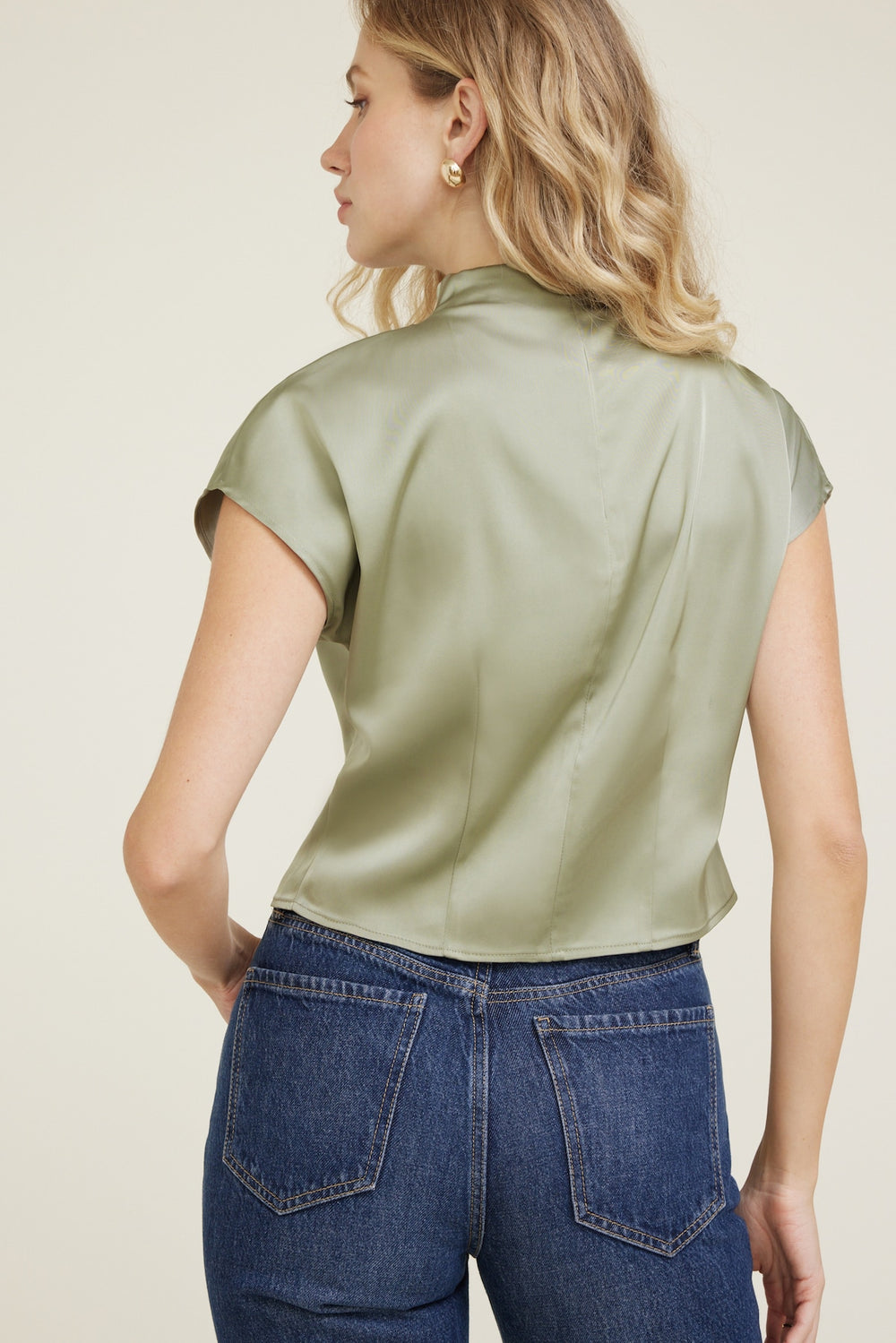 Dynamite US | Ella Layered Satin Blouse Green