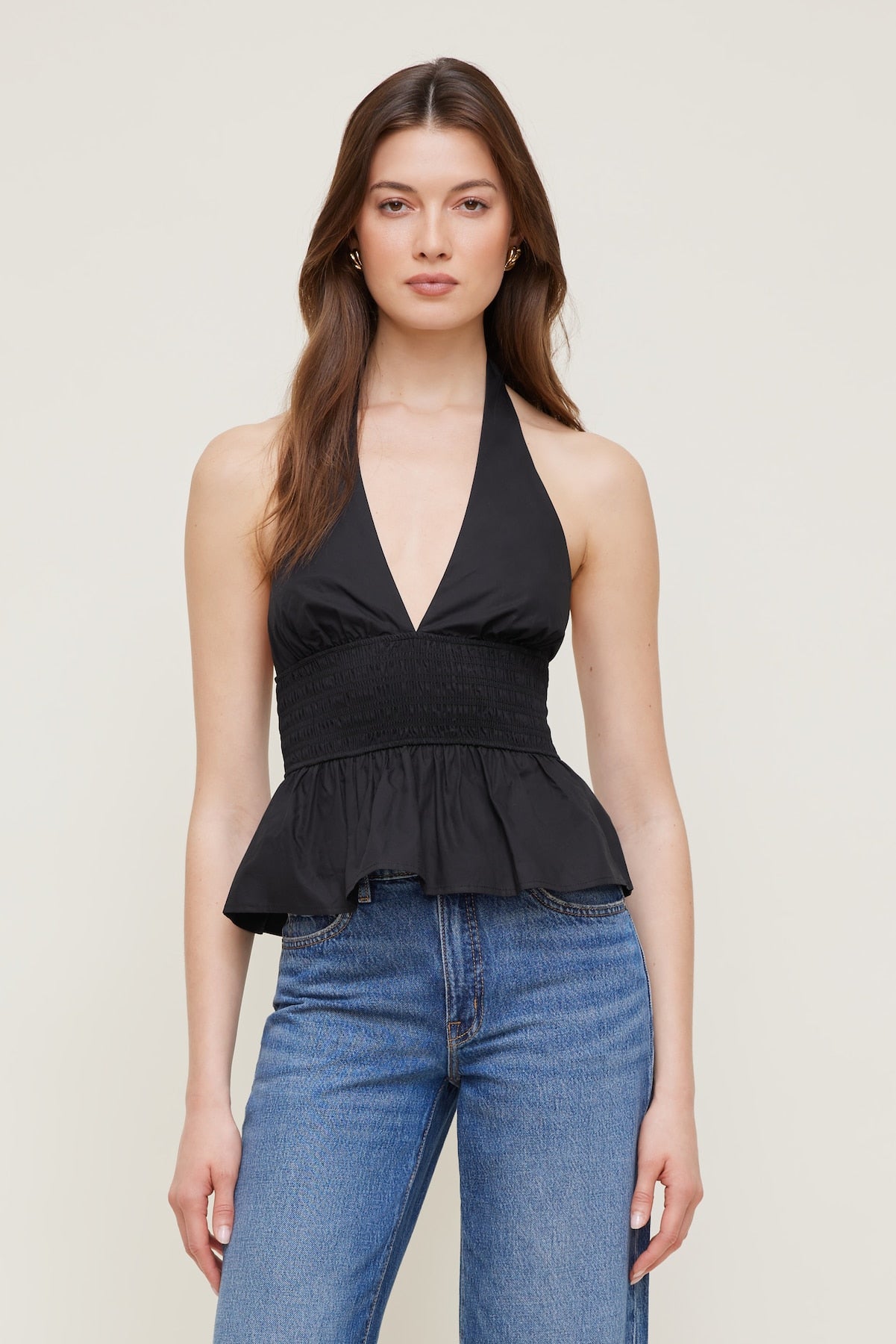 Dynamite On Sale | Poplin Halter Top Black