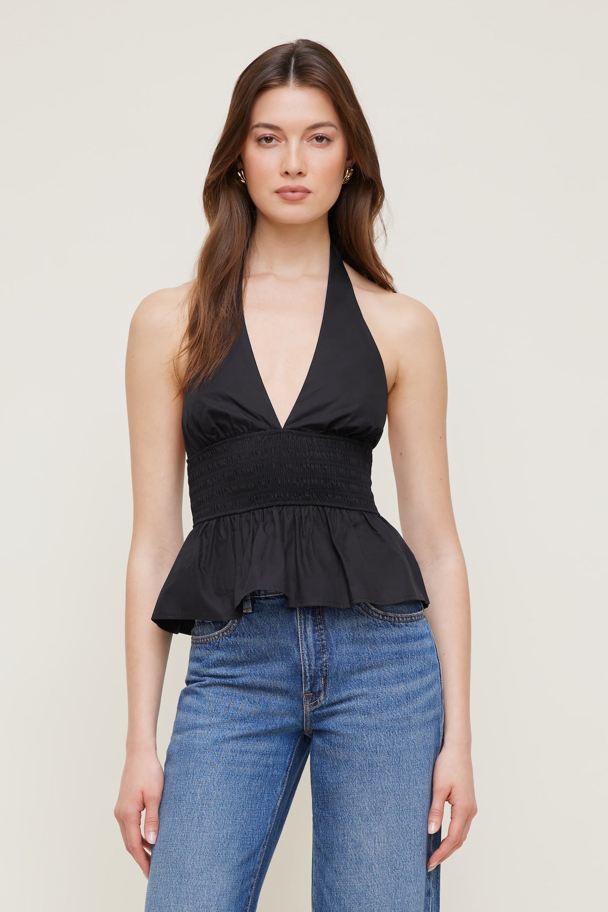 Dynamite On Sale | Poplin Halter Top Black