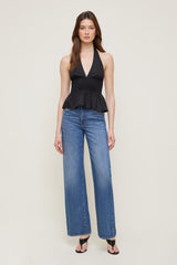 Dynamite On Sale | Poplin Halter Top Black