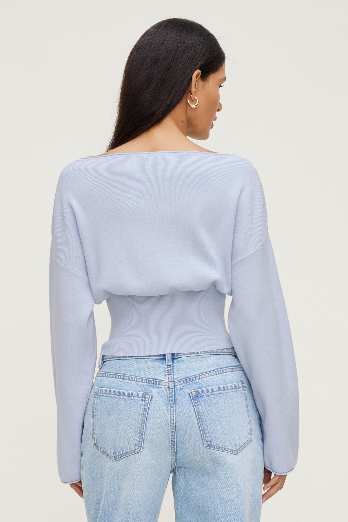 Dynamite Discount | Cinched Boat Neck Sweater Blue