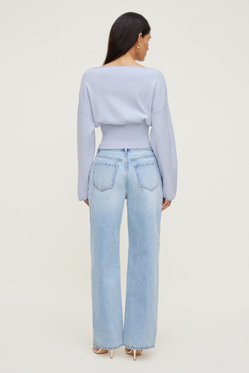 Dynamite Discount | Cinched Boat Neck Sweater Blue