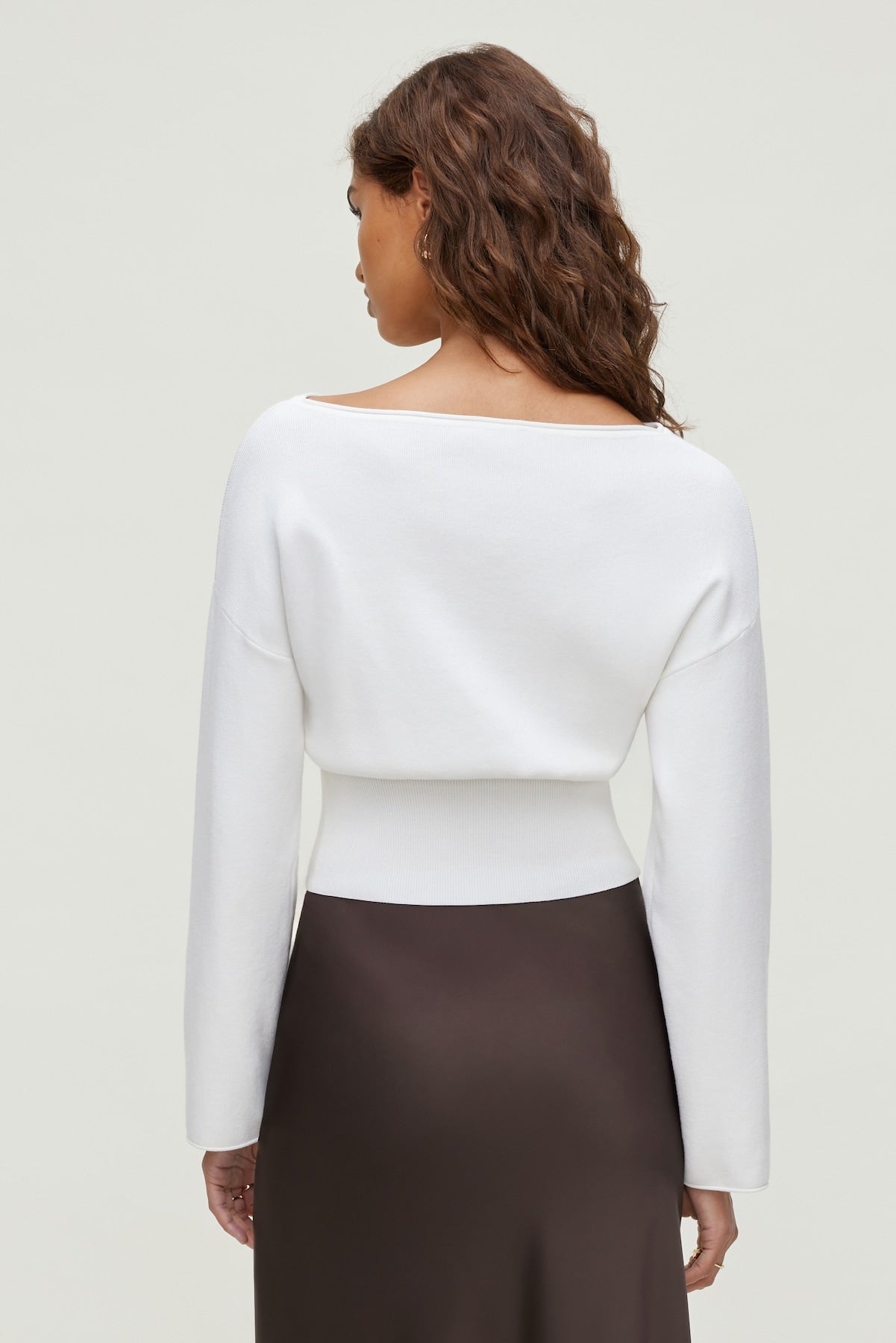 Dynamite Online | Cinched Boat Neck Sweater White