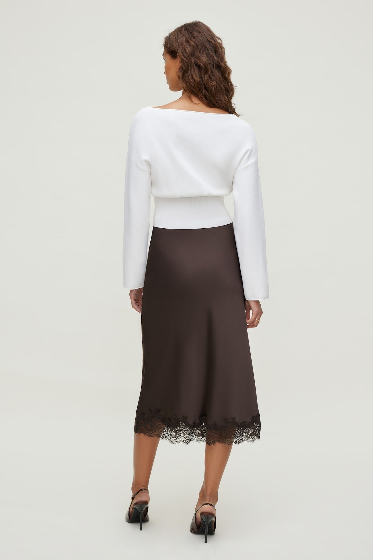 Dynamite Online | Cinched Boat Neck Sweater White