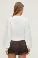 Dynamite Discount | Balloon Sleeve Sweater White