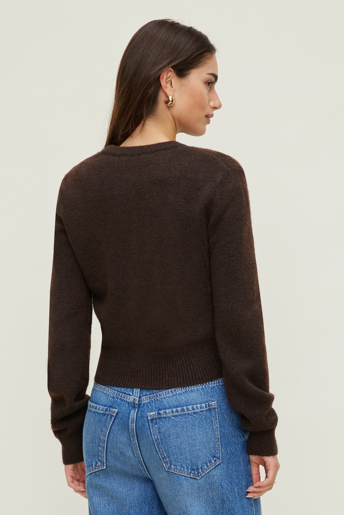 Dynamite Outlet | Rebecca Crewneck Cardigan Brown