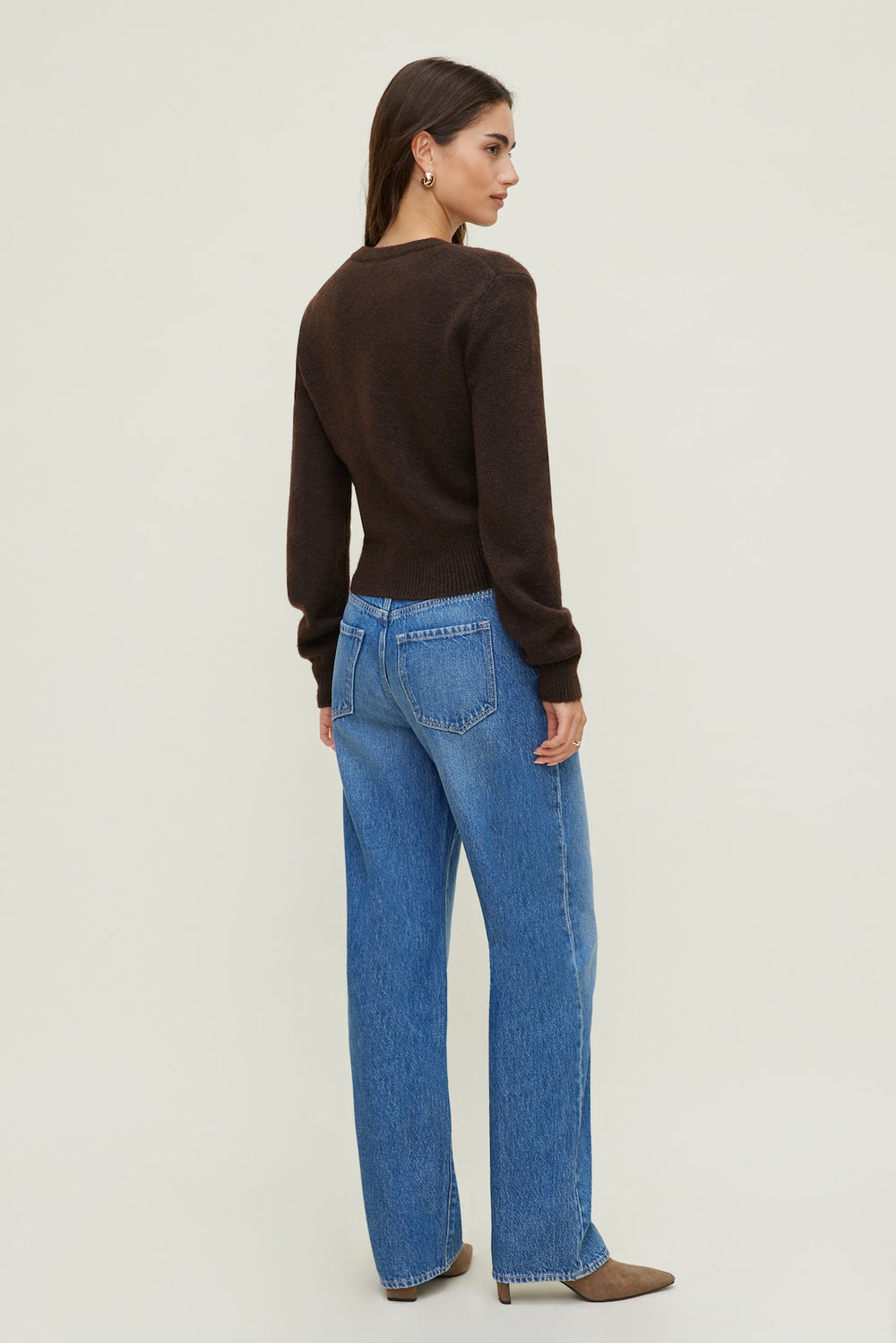 Dynamite Outlet | Rebecca Crewneck Cardigan Brown