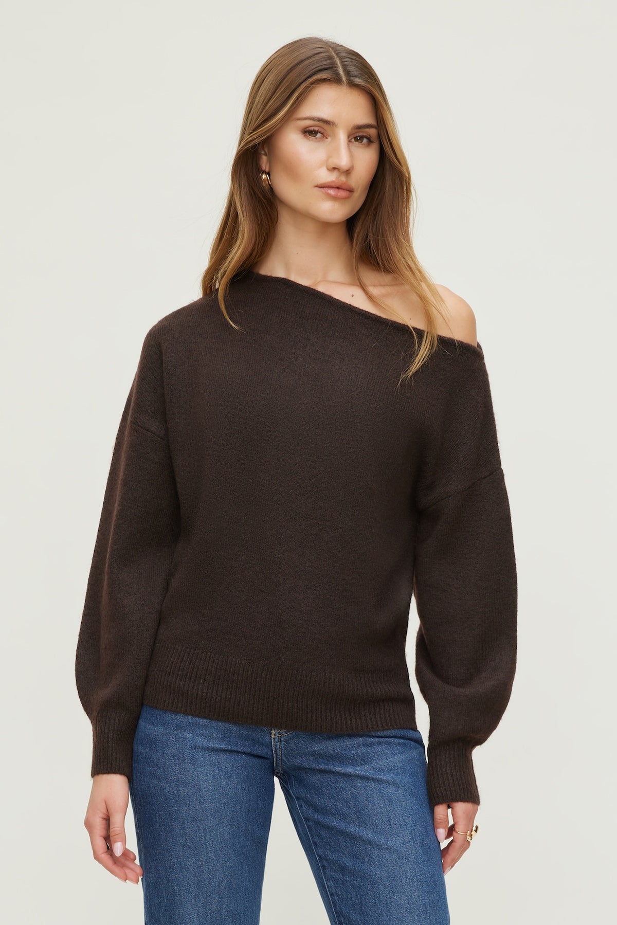 Dynamite Website Shop | Lola Off Shoulder Sweater Brown