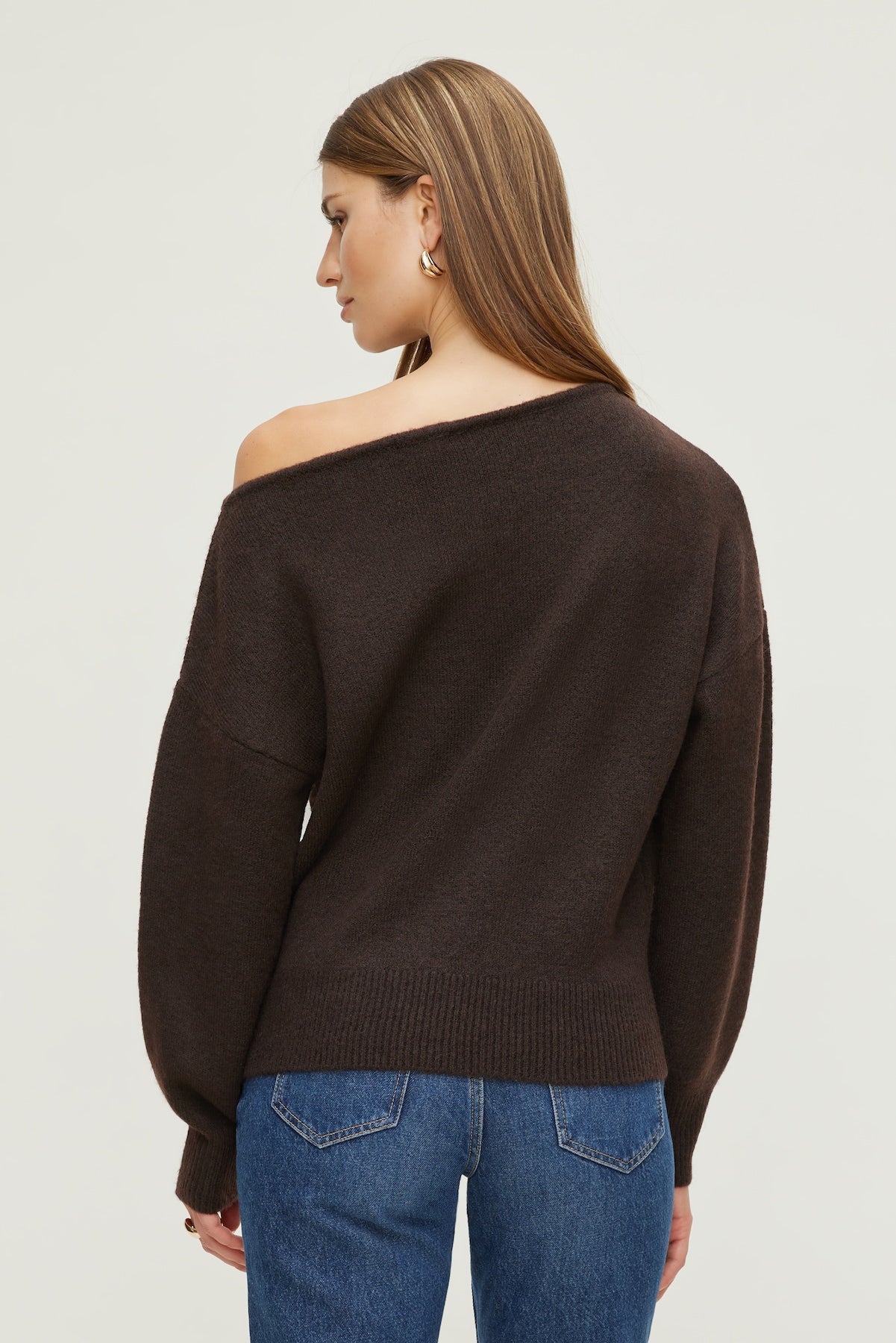 Dynamite Website Shop | Lola Off Shoulder Sweater Brown