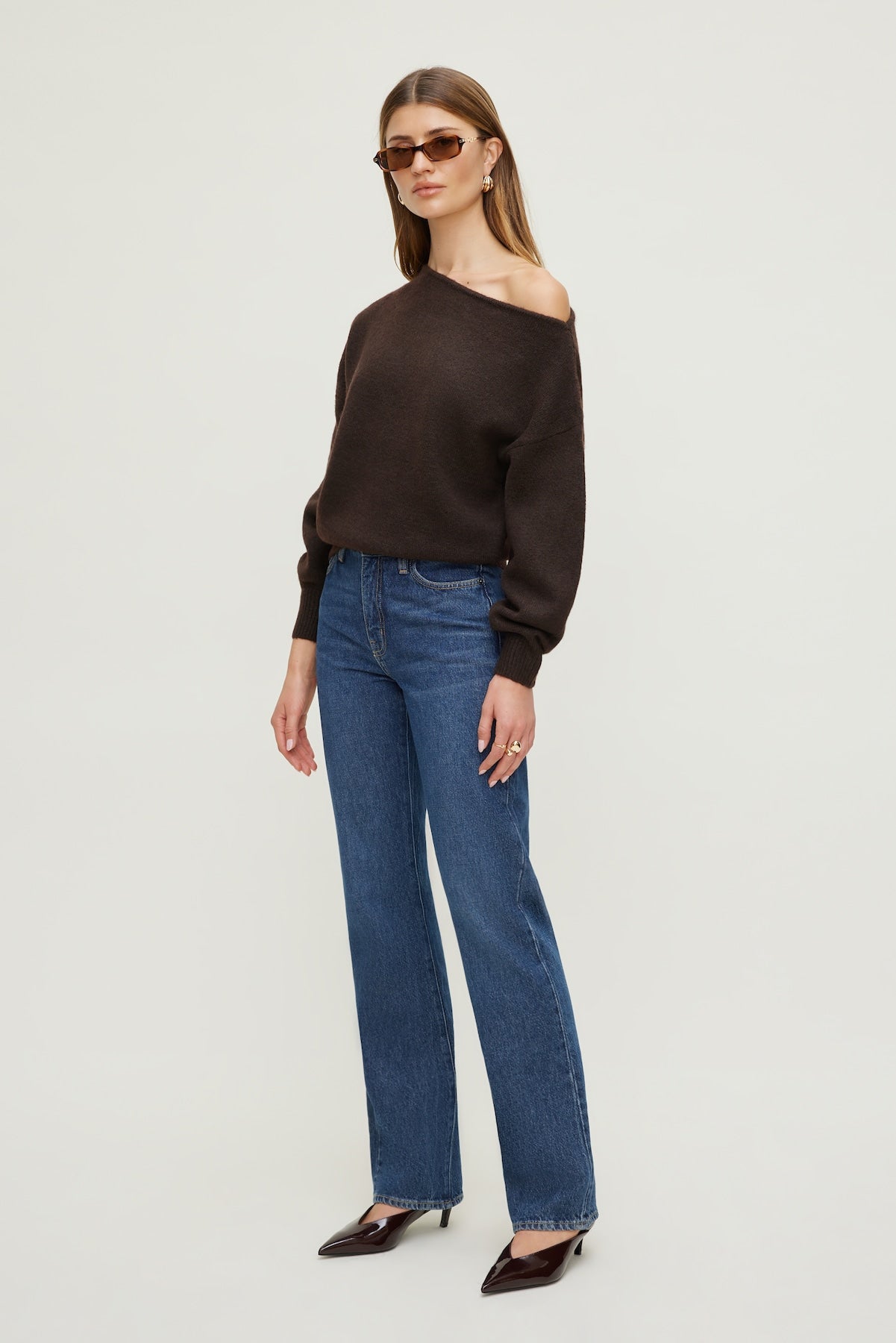 Dynamite Website Shop | Lola Off Shoulder Sweater Brown