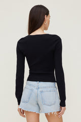Dynamite Outlets | Rebecca Crewneck Cardigan Black