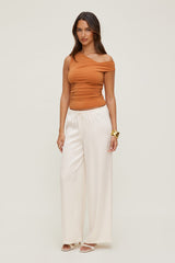 Dynamite Online | Leo Satin Wide Leg Pants Beige