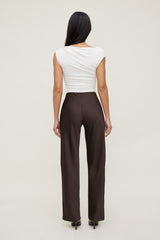 Dynamite Website Shop | Izzy Wide Leg Satin Pants Brown