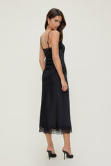 Dynamite US | Lace Satin Midi Skirt Black