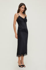 Dynamite US | Lace Satin Midi Skirt Black