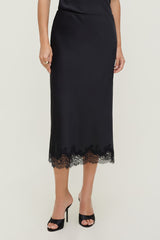 Dynamite US | Lace Satin Midi Skirt Black