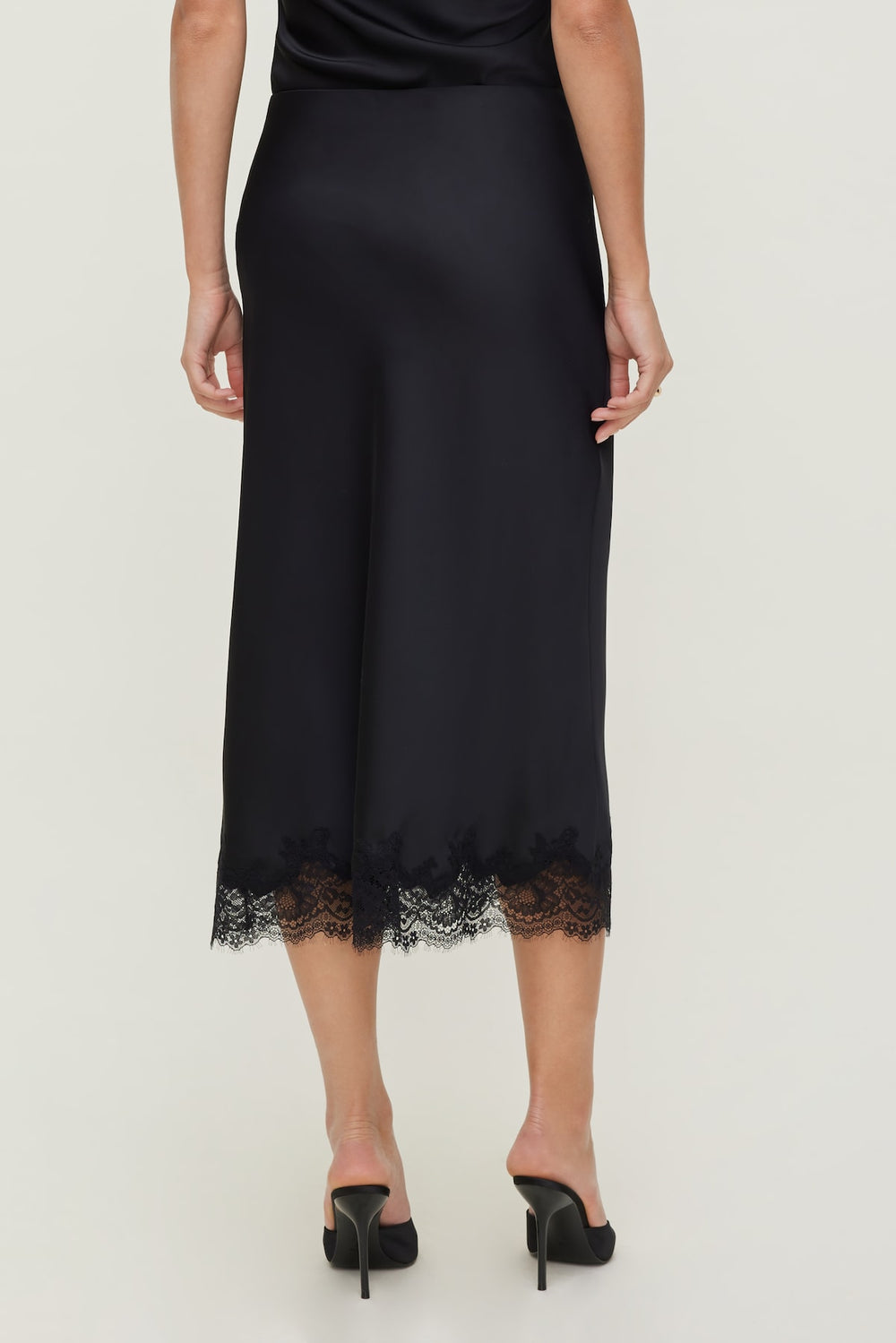 Dynamite US | Lace Satin Midi Skirt Black