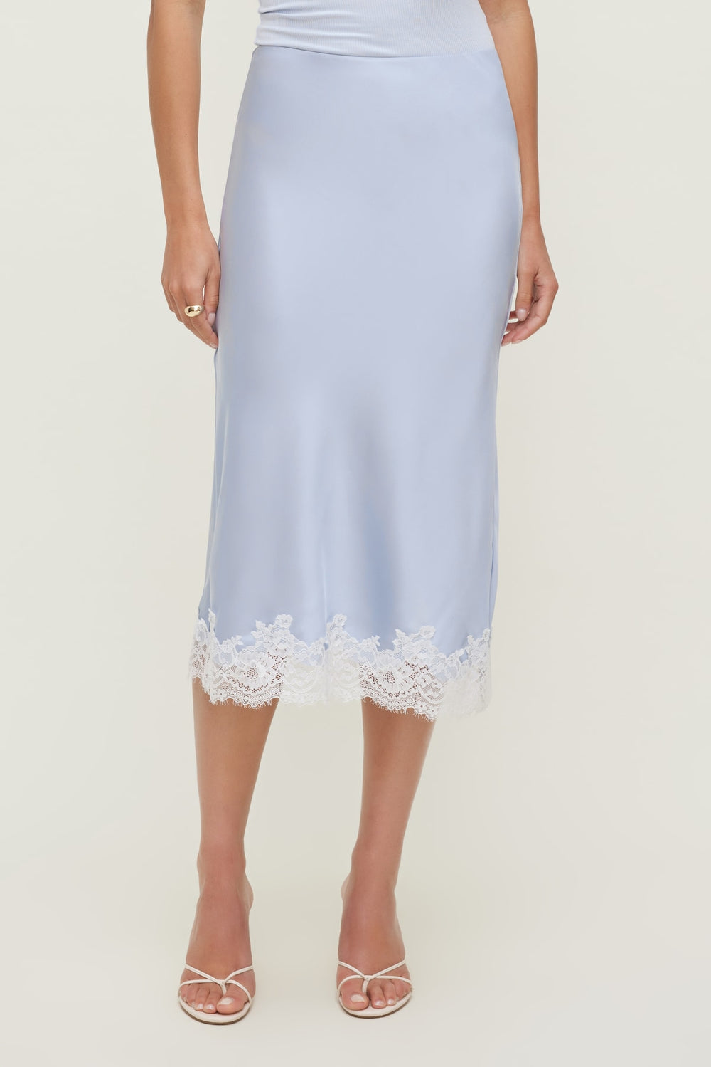 Dynamite On Sale | Lace Satin Midi Skirt Blue