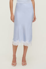 Dynamite On Sale | Lace Satin Midi Skirt Blue