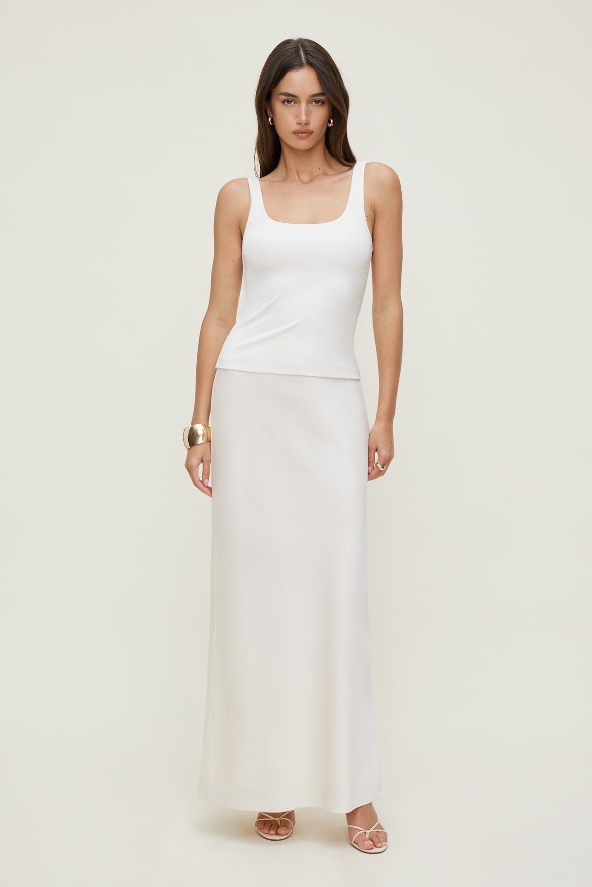 Dynamite Discount | Satin Maxi Skirt Beige