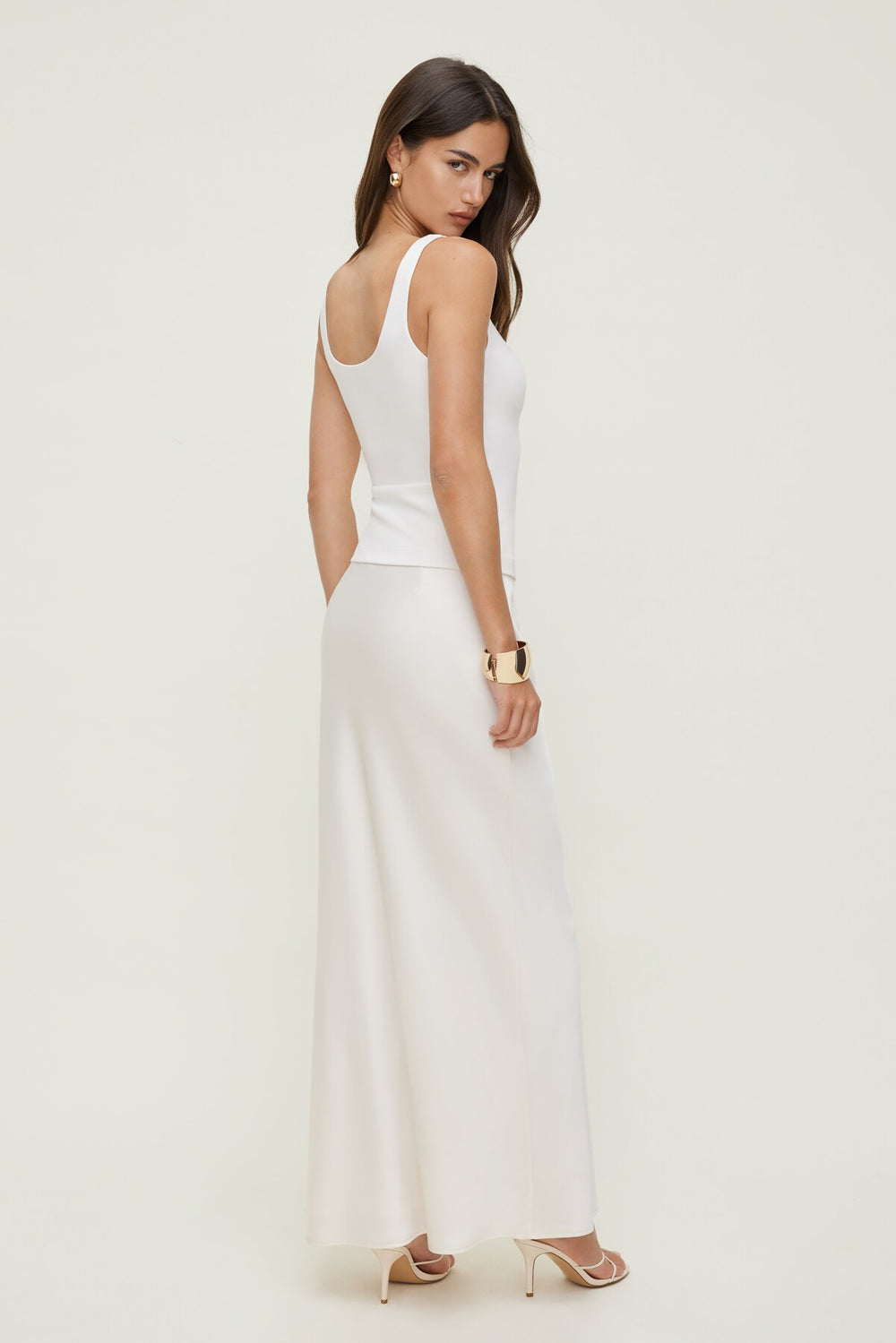 Dynamite Discount | Satin Maxi Skirt Beige