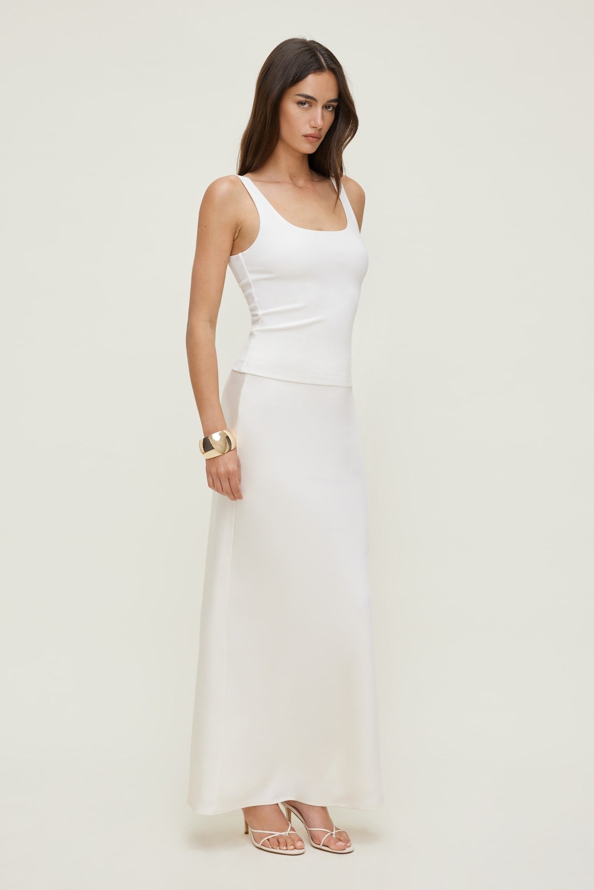 Dynamite Discount | Satin Maxi Skirt Beige
